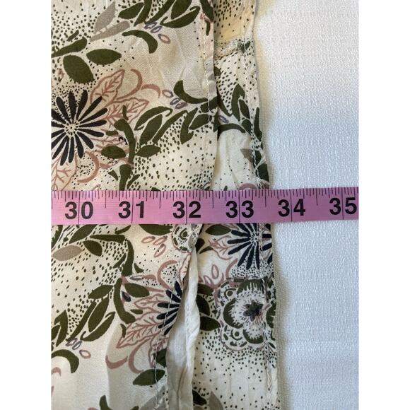 Free People Stealing Fire Dress Womens Size L Cream Green Floral Babydoll Boho - Picture 8 of 8